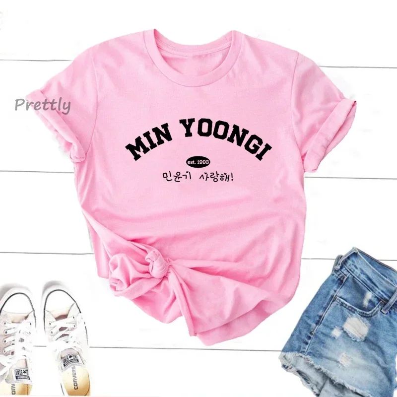 Suga Agust D Min Yoongi T Shirt K-Pop Fan Bangtan Graphic Printed Fashion Harajuku 2024 Clothes Causal Female Y2K Tops Tee