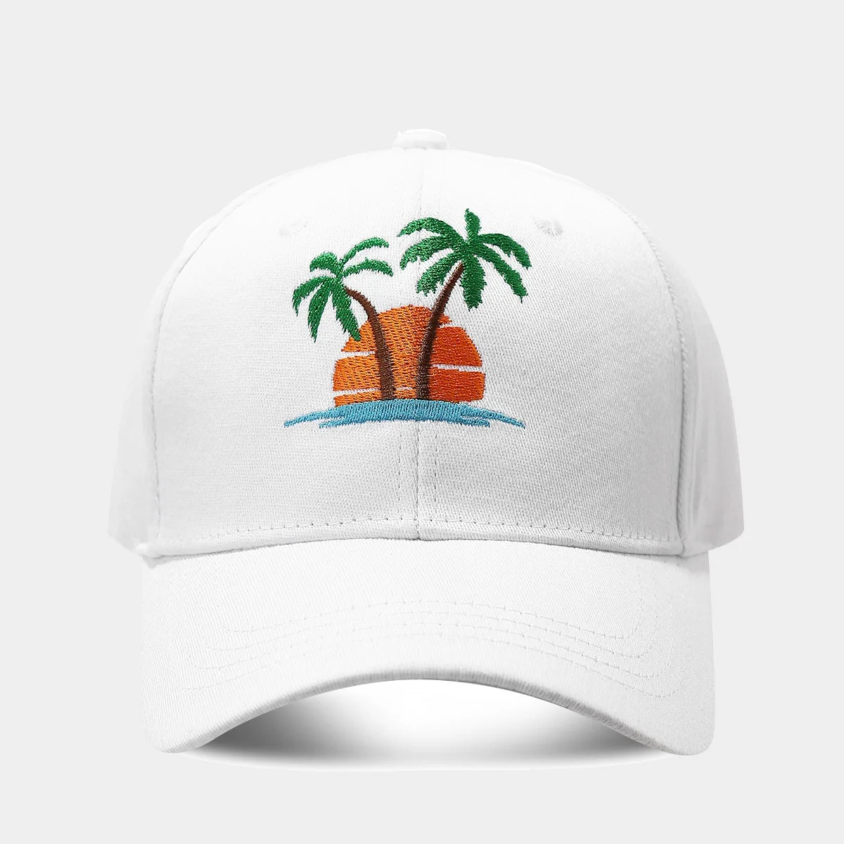 Baseball Cap ‌Coconut Tree Men Women Curve Bill Fitted Hat Sun Protection Accessory For Golf Running Outdoor Sports