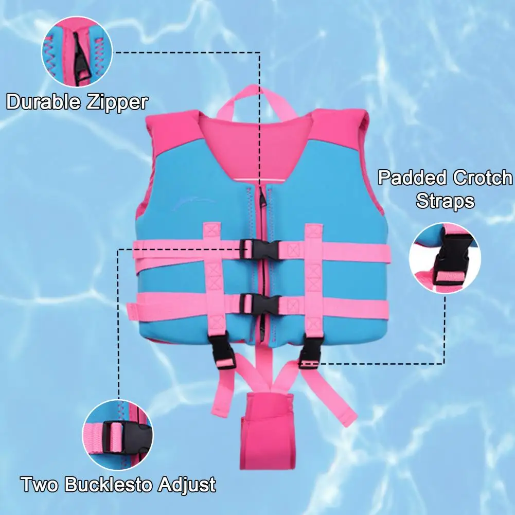 Kids Swim Vest Children's Adjustable Swim Vest with Crotch Strap Buoyancy Safety Jacket for Boys Girls Ideal for Snorkeling