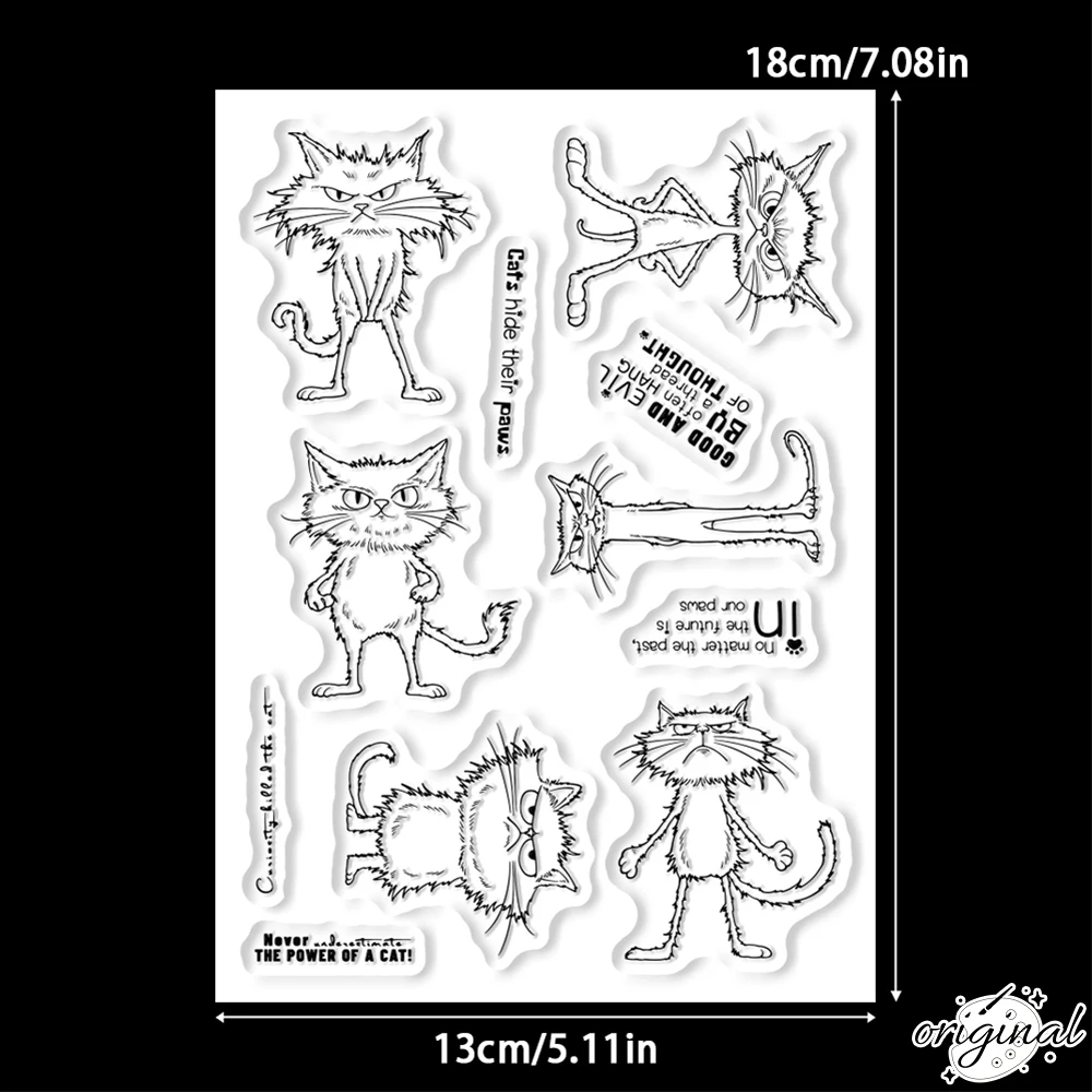Funny Angry Cats Cutting Dies Clear Stamp Set DIY Scrapbooking Metal Dies Silicone Stamp For Card Making Crafts Albums Decor