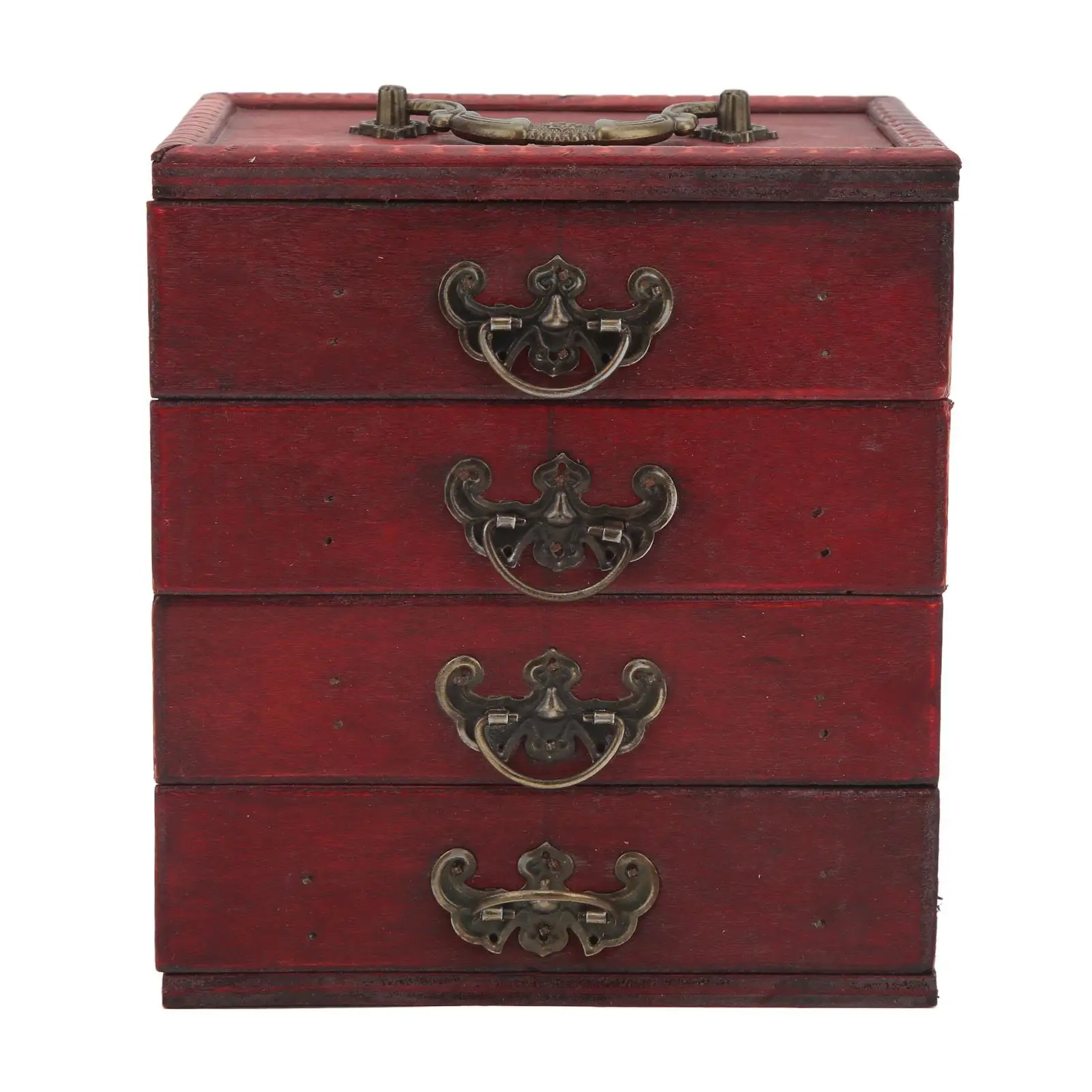 

Vintage Wooden Jewelry Box Organizer - 4-Layer Multi-Purpose Drawer, Practical Retro Design for home Use