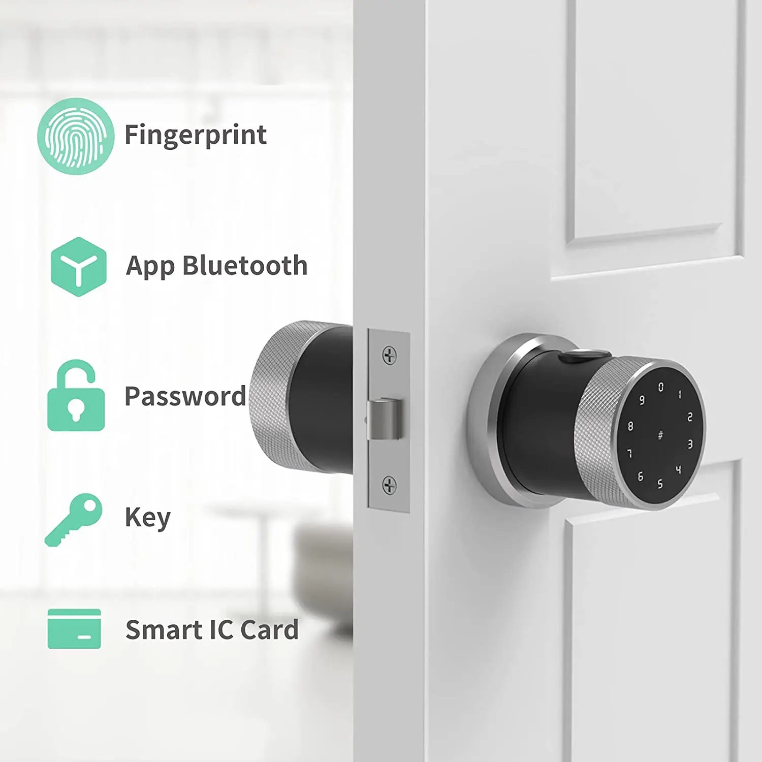 Smart Door Lock For Bedroom Door, Chinese App, Fingerprint, Password, Proximity Card, Key,