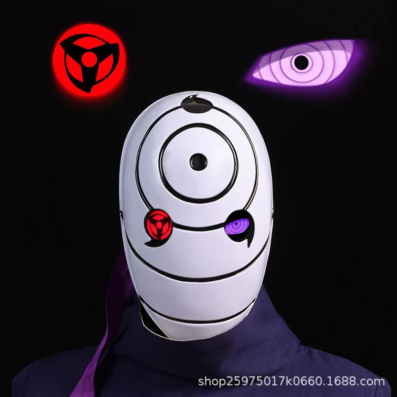 

Naruto Anime Helmet mask eyes shining Cosplay Uchiha Obito Shine Mask Akatsuki Sharingan Cartoon Shine Highly Imitative toy Mask