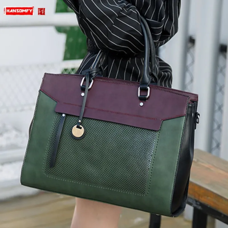 Luxury Fashion Women Handbag Document Shoulder Slung Tote Bag Female 14 Inch Laptop Briefcase Leather Messenger Crossbody Bags