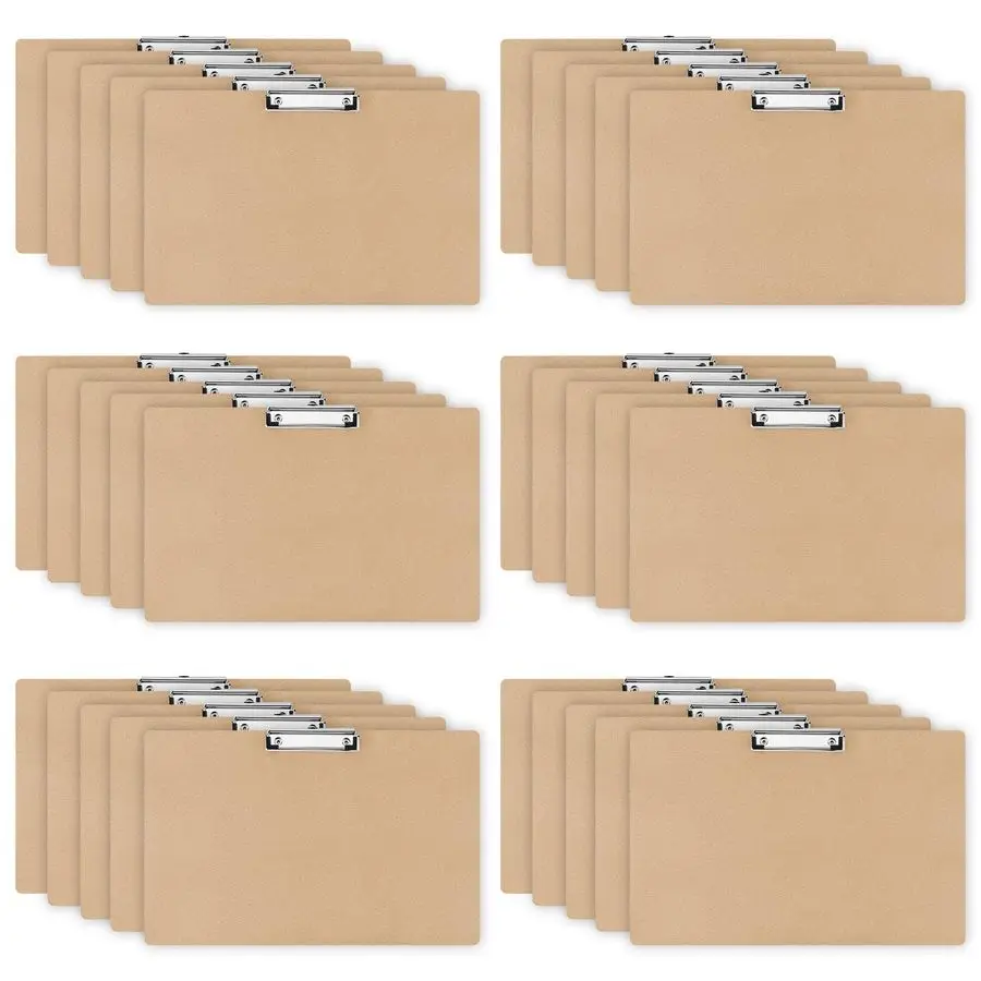 

32 Pcs 11x17 Clipboard Wooden Horizontal Lap Board Extra Large Wood Clip Board with Low Profile Clip Desk Brown Landscape for Dr