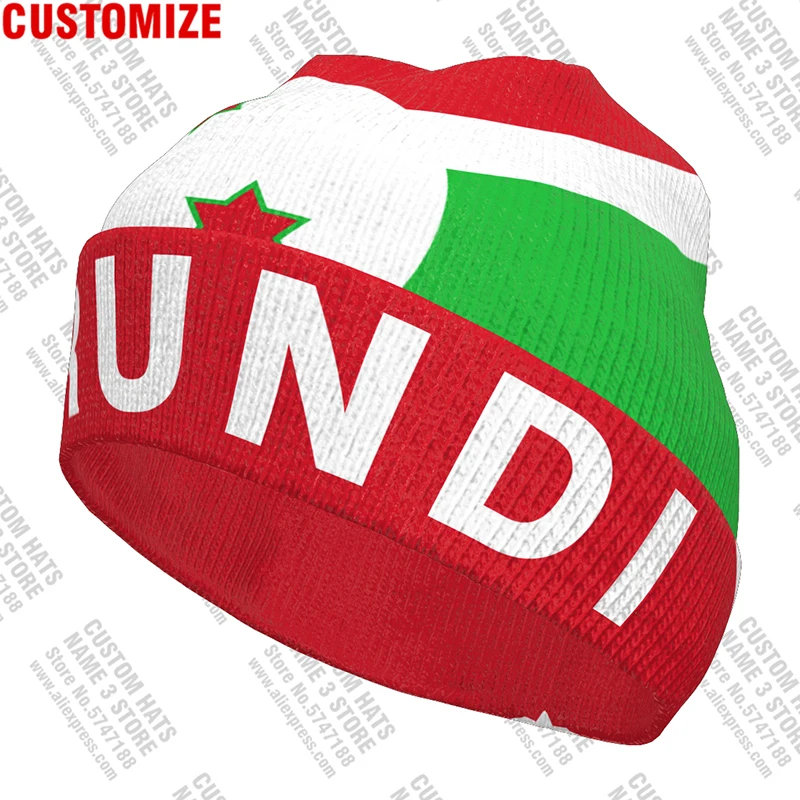 Burundi Knitted Hat Free Custom Name Winter Cold Pullover French Bdi Burundian Flag Knit Keep Warm Cap Kirundi Bi Hip Hop Beanie