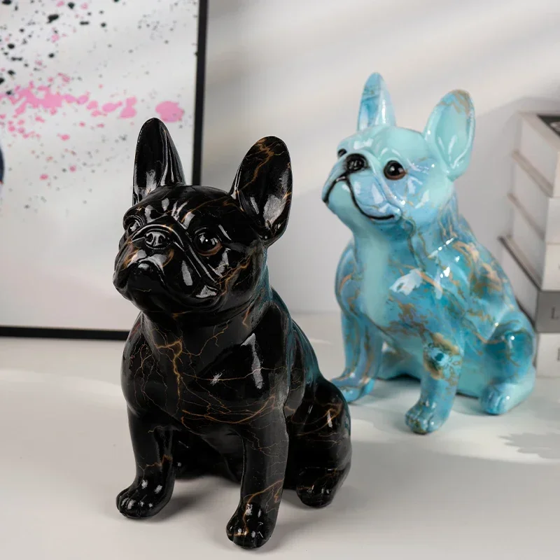 Modern Simple Colour Glitzy French Bulldog Art Statue Office Porch Wine Desktop Home Decor Crafts Family Expenses Home Decor