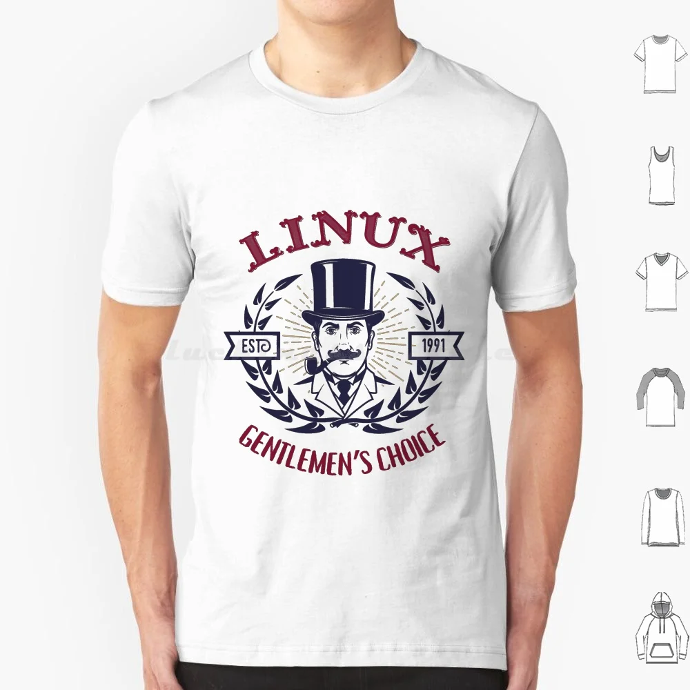 Linux T Shirt Cotton Men Women DIY Print Linux Gentlemen Choice Top Hat Top Hat Penguin Tux Gnu Distro Distribution Foss