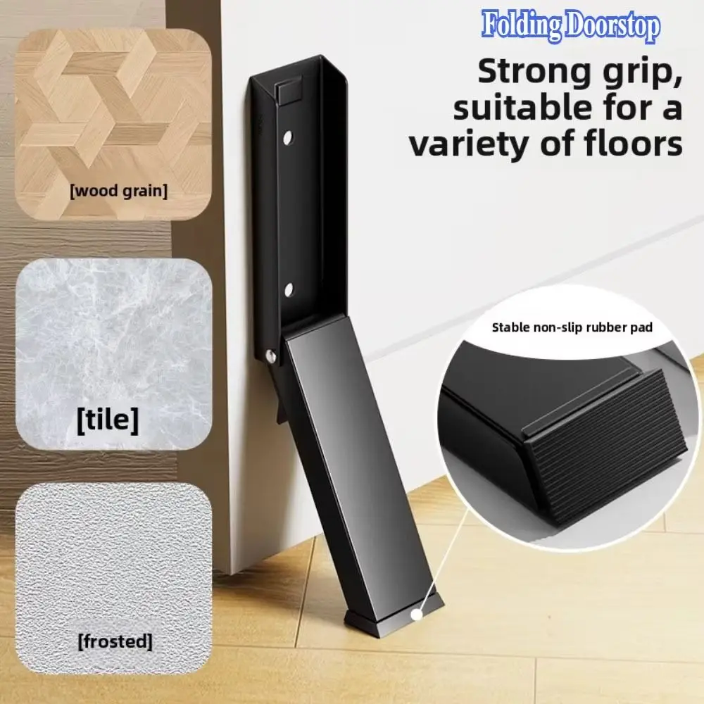 

No Drilling Flip Door Stopper Self Adhesive Kick Down Door Stop Windproof Stopper Safety Anti-collision