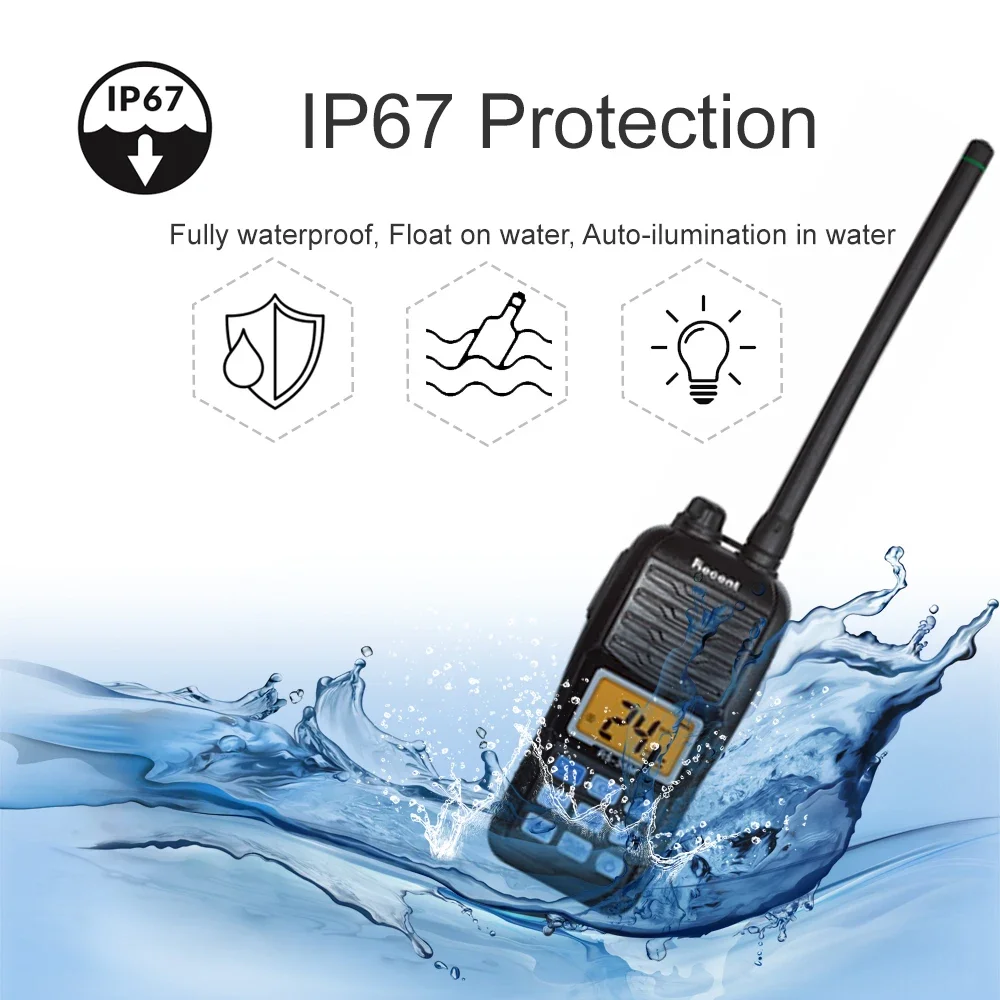Recent RS-36M VHF Marine Radio IP67 Waterproof Floating Handheld 5W Two Way Radio 156.000-161.450MHz Boat Communicator
