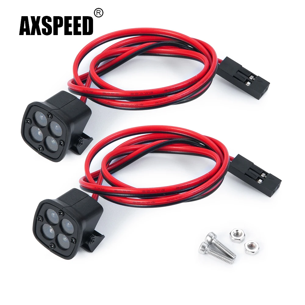 AXSPEED RC Car LED Roof Lights Headlights Round Spotlight for 1/10 RC Crawler Axial SCX10 90046 TRX4 TRX6 Redcat Gen8