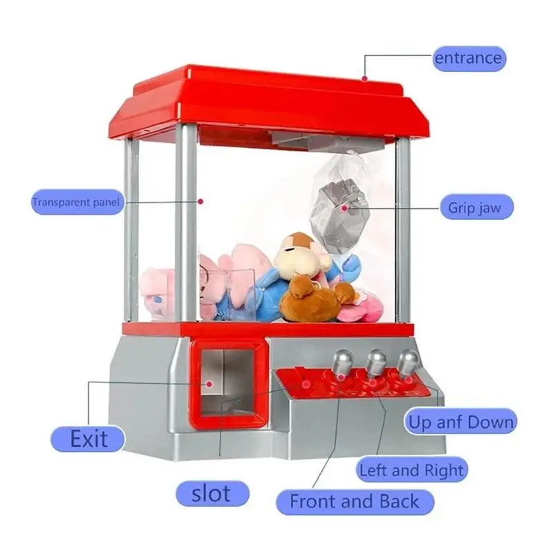 Claw Game Machine Arcade Mini Toy Grabber Machine For Kids Candy Machine Retro Carnival Music And 24 Game Coins Birthday Gift