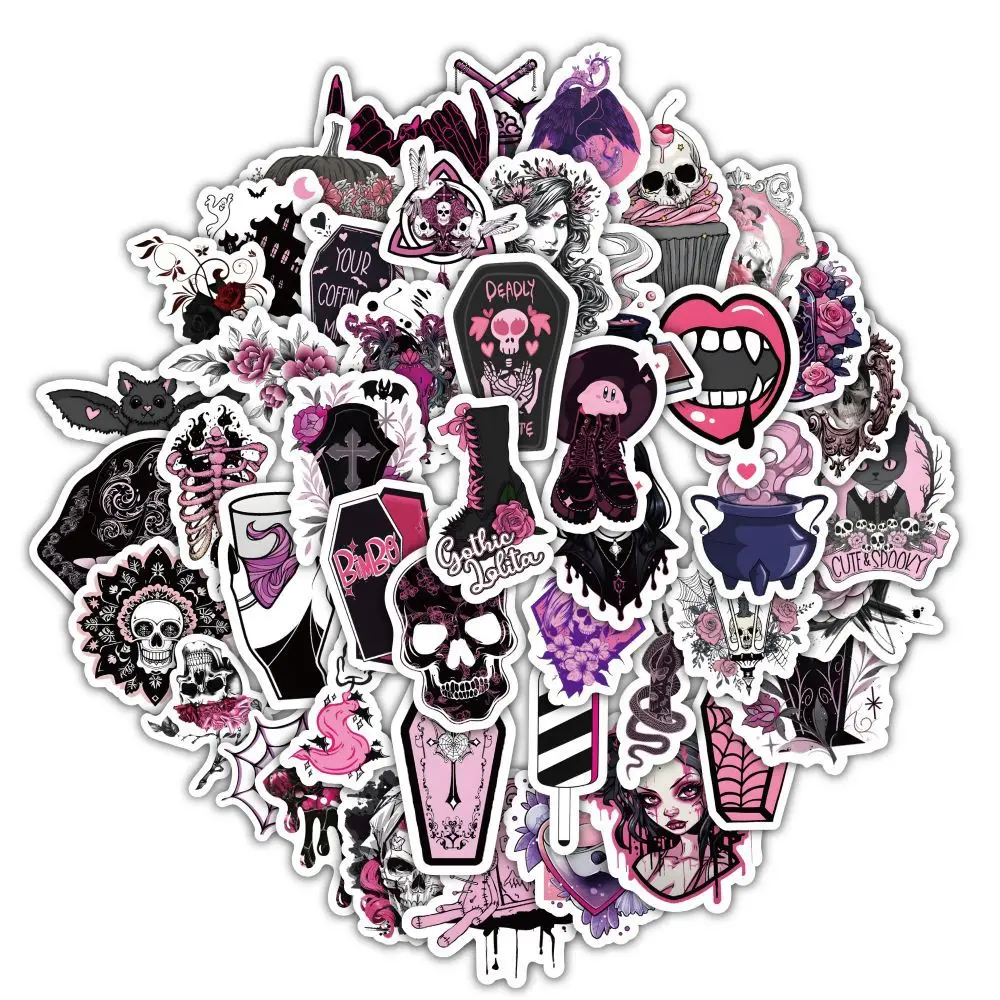 10/30/60PCS Hand Drawn Cute Pink Goth Magic Sticker DIY Phone Laptop Luggage Skateboard Graffiti Decals Fun forToy