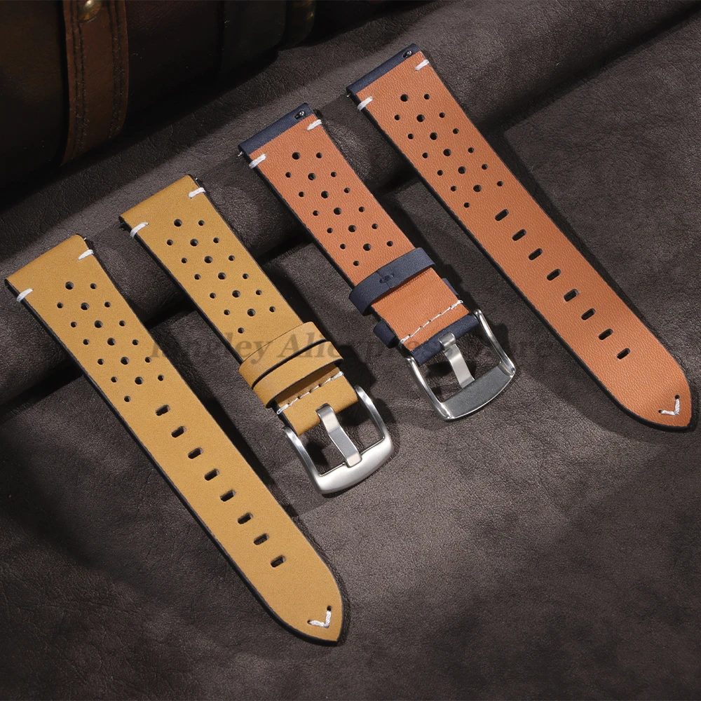 20 ミリメートル 22 ミリメートルヴィンテージレザー時計ストラップサムスンギャラクシーウォッチ 7/6/5/4/3 ブレスレットセイコークイックリリース男性女性アクセサリー