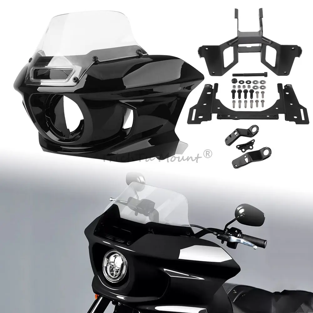 Front Headlight Fairing Windshield With Support Brackets Fits For Harley Softail 1YXZ LOW RIDER ST 2022-2024 EL DIABLO 2022