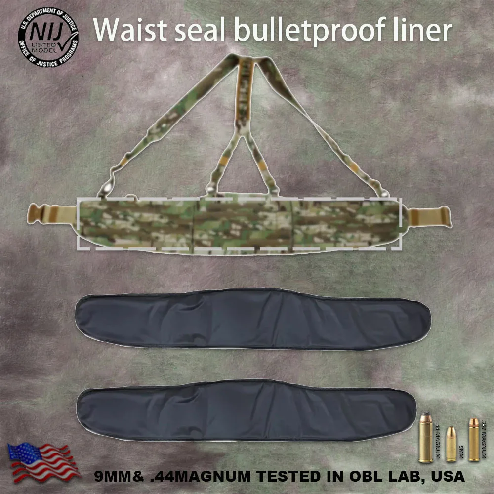 NIJ IIIA 허리 도장 방탄 라이너, L 사이즈 PE 소프트 방탄 갑옷, 야외 조끼용 전술 패널 삽입, 3A .44mag
