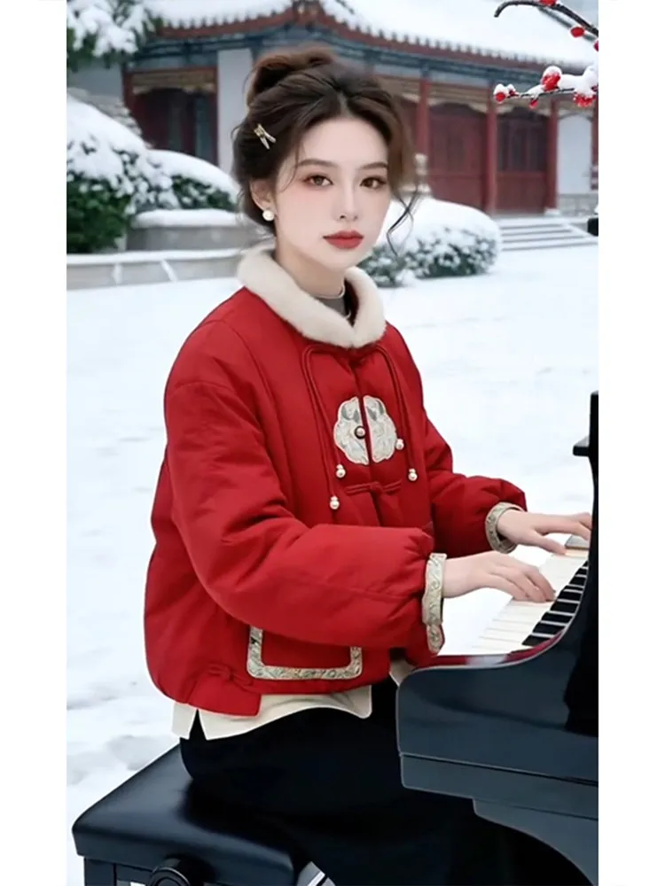 

Китайское хлопковое пальто с вышивкой в виде облаков, улучшенная версия, на одной пуговице, свободного кроя, с длинными рукавами, для женщин