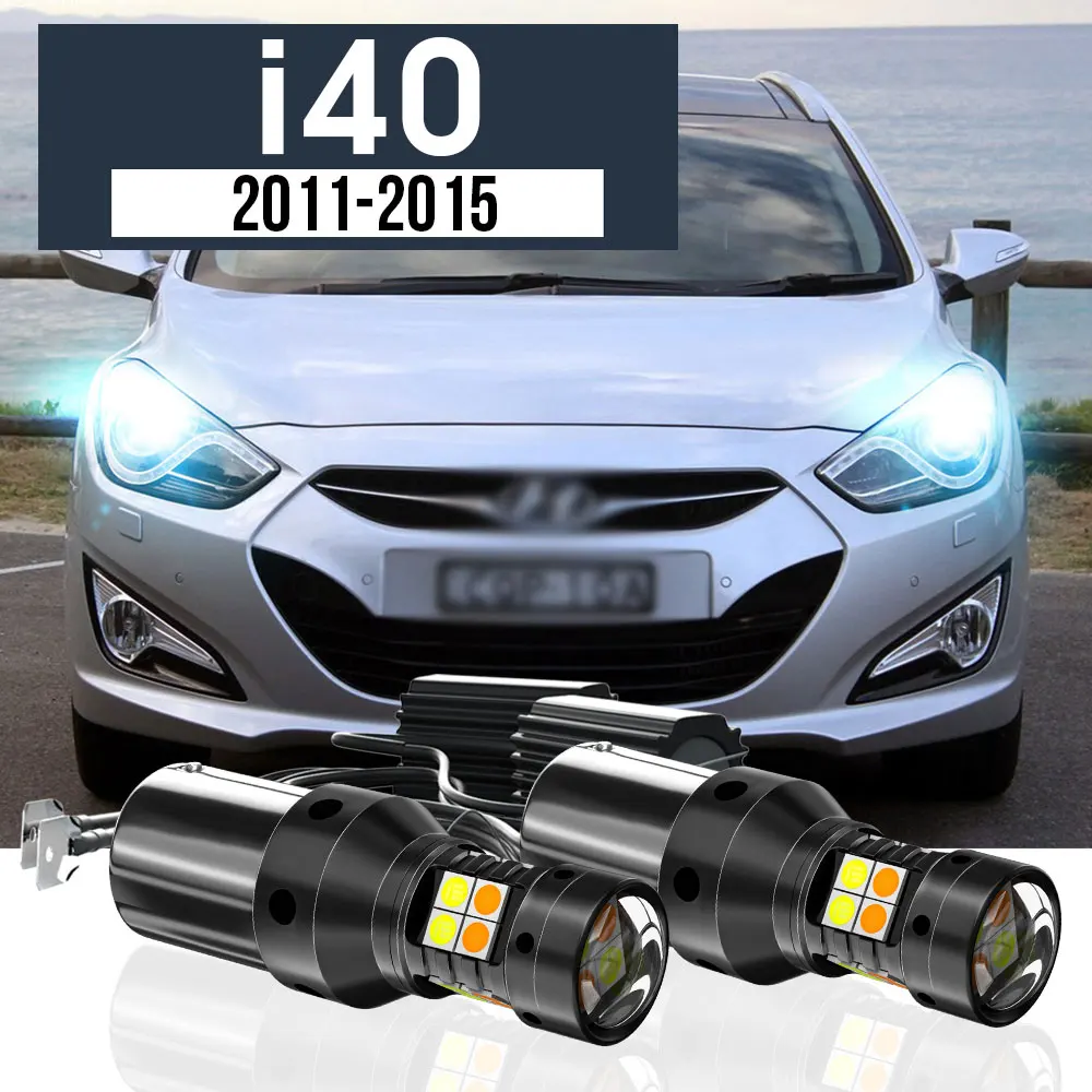 

2pcs LED Dual Mode Turn Signal+Daytime Running Light Blub DRL Canbus Accessories For Hyundai i40 2011-2015 2012 2013 2014