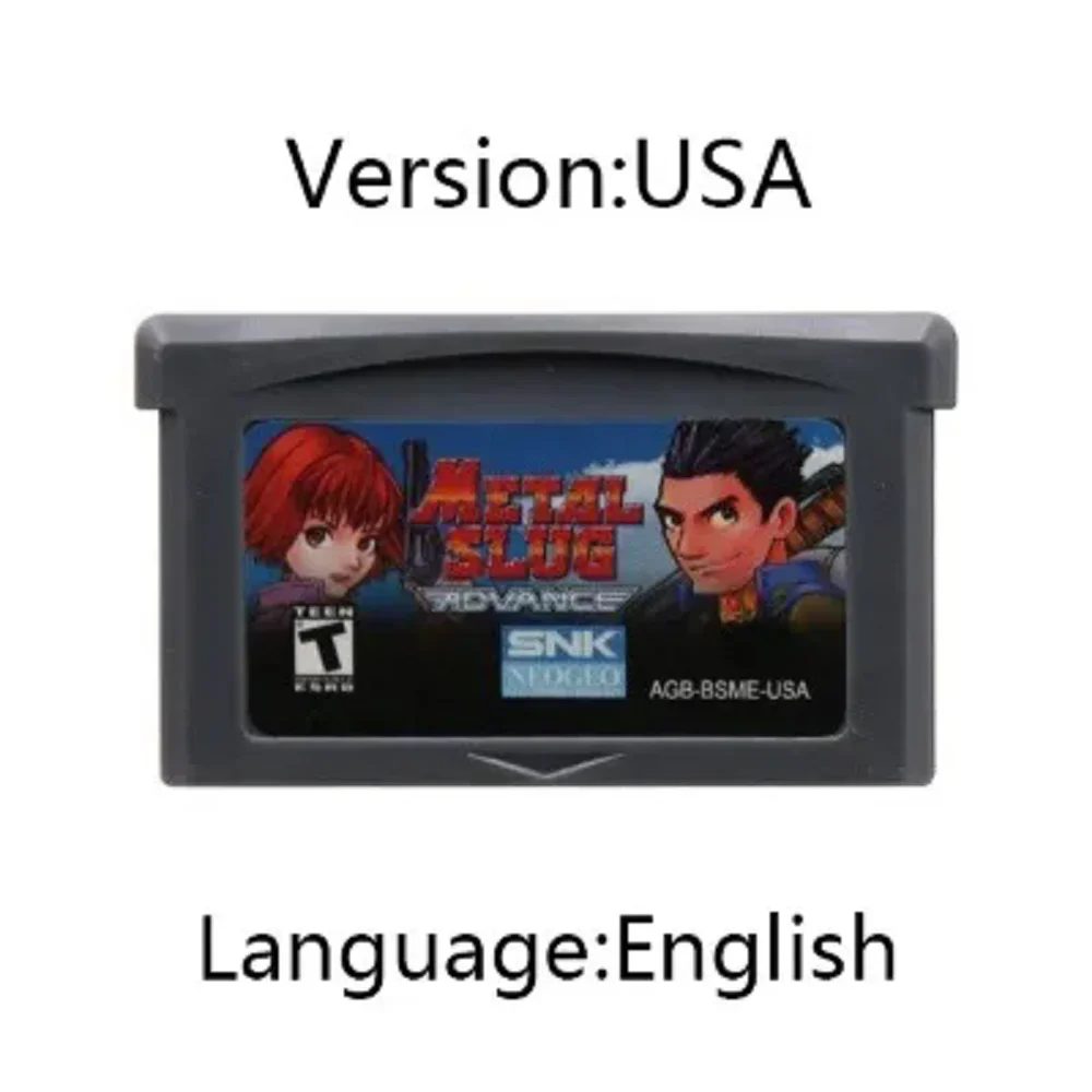 32 Bit Video Game Cartridge Game Console Card for GBA Shooting Games Series Metal Slug Advance English language USA/EUR Version