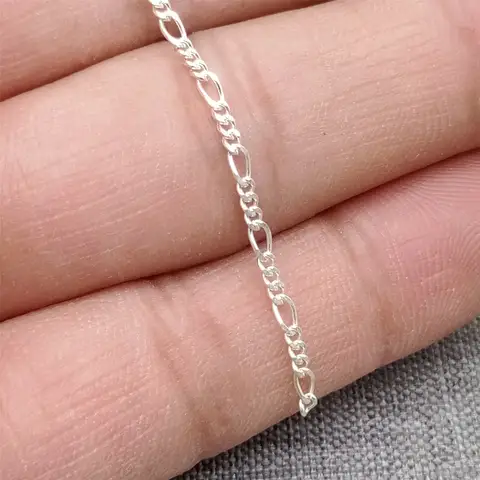 925 Sterling Silver Unfinished Figaro Style Chain for Bracelet Necklace 100cm(approx 3.28 feet)