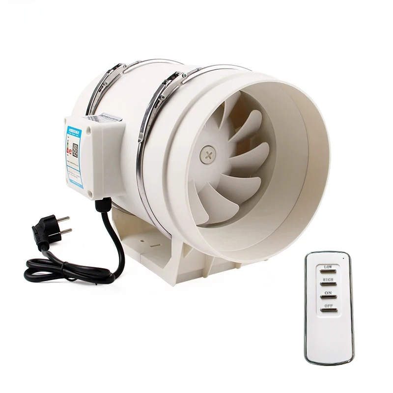 4/5/6/8 Inch Remote Control Exhaust Silent Inline Pipe Duct Fan Extractor Air Ventilation Blower Kitchen Toilet Wall Booster
