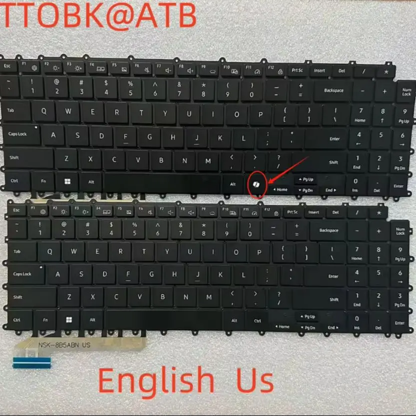 US/Spanish/French/UK Laptop Keyboard for Samsung Galaxy Book3 4 Pro 360 NP 950QDB NP950QED 750QFG 960QGK 960QFG Backlit