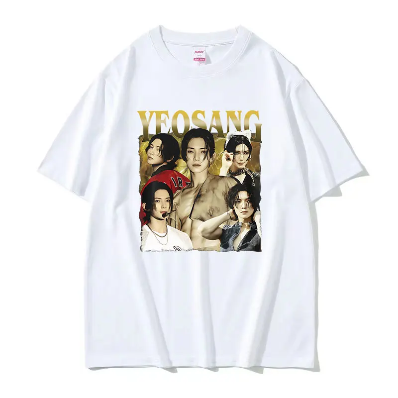 Kpop Ateez Yeosang 2026 Retro Graphic T Shirt Men's Summer Fashion Oversized Cotton T-shirts Man Hip Hop Korean Clothing T-shirt