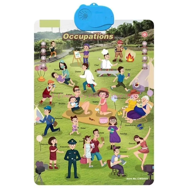 

85AE Kids Educational Interactive Wall Chart ABC Animal Cognitive Learning Toy