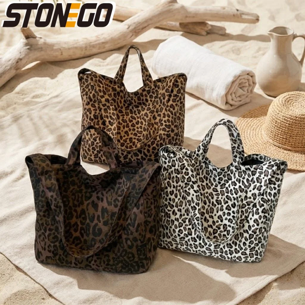 

Leopard Print Large Capacity Canvas Tote Bag Women Fashion Shoulder Crossbody Handbag Casual Shopping Purse