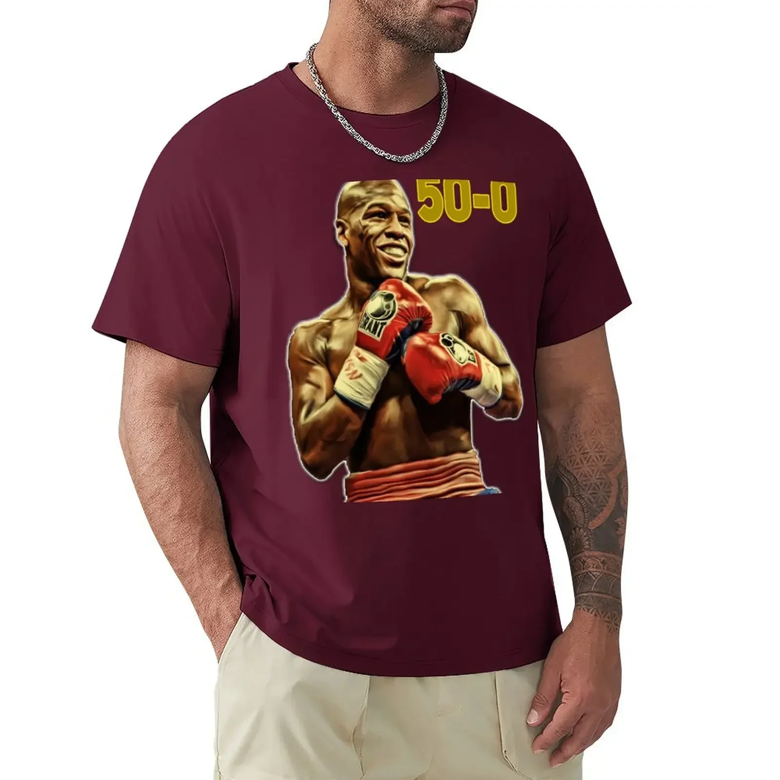 Floyd cute tops sublime vintage plus sizes mens champion t shirts 50-0 Mayweather Classic T-shirt  men clothing harajuku