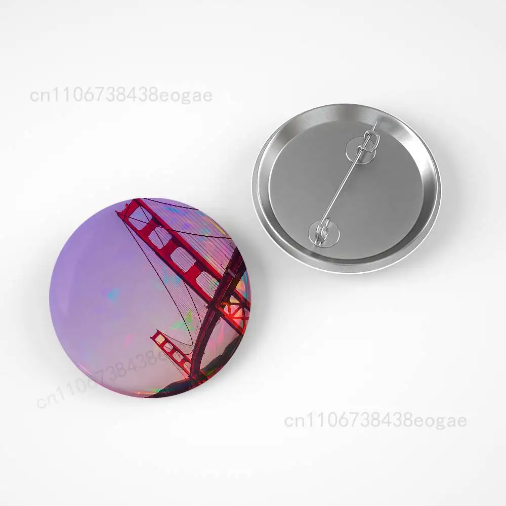 Golden Gate Bridge Badges 25 32 44 58 75 mm Cartoon Brooches Cosplay Pins Backpack Shoes Hat