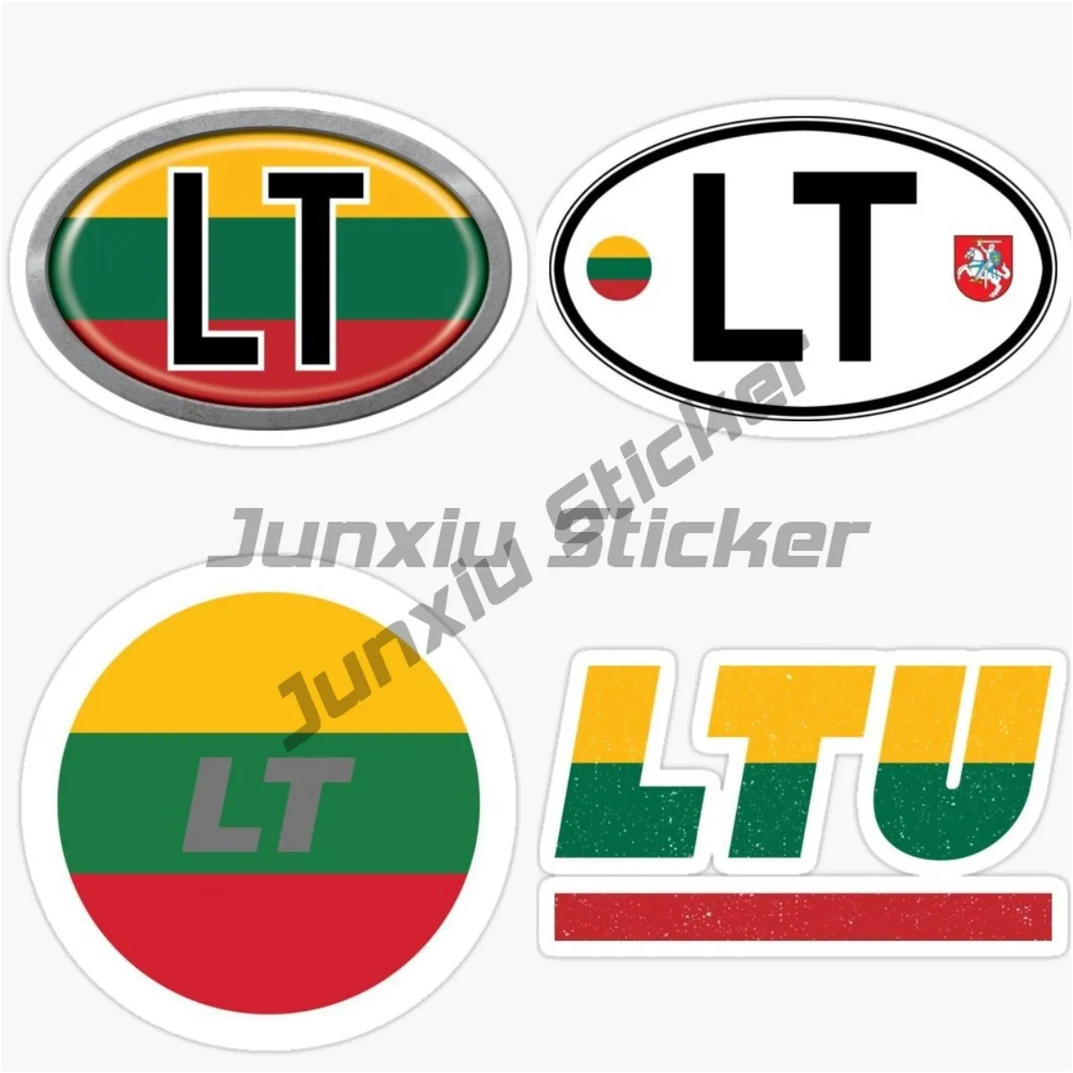 LT Lithuanian National Flag Code Letter Heart Flag Car Sticker Vinyl Waterproof and UV Resistant Decal