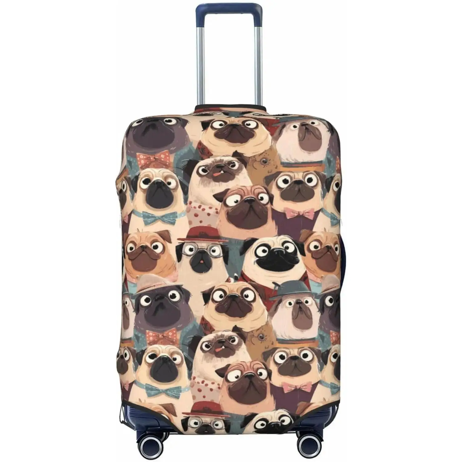 

Забавный чехол для багажа с принтом мопсов, чехол для чемодана, защита для чемодана, подходит для багажа 18-32 дюймов, маленький