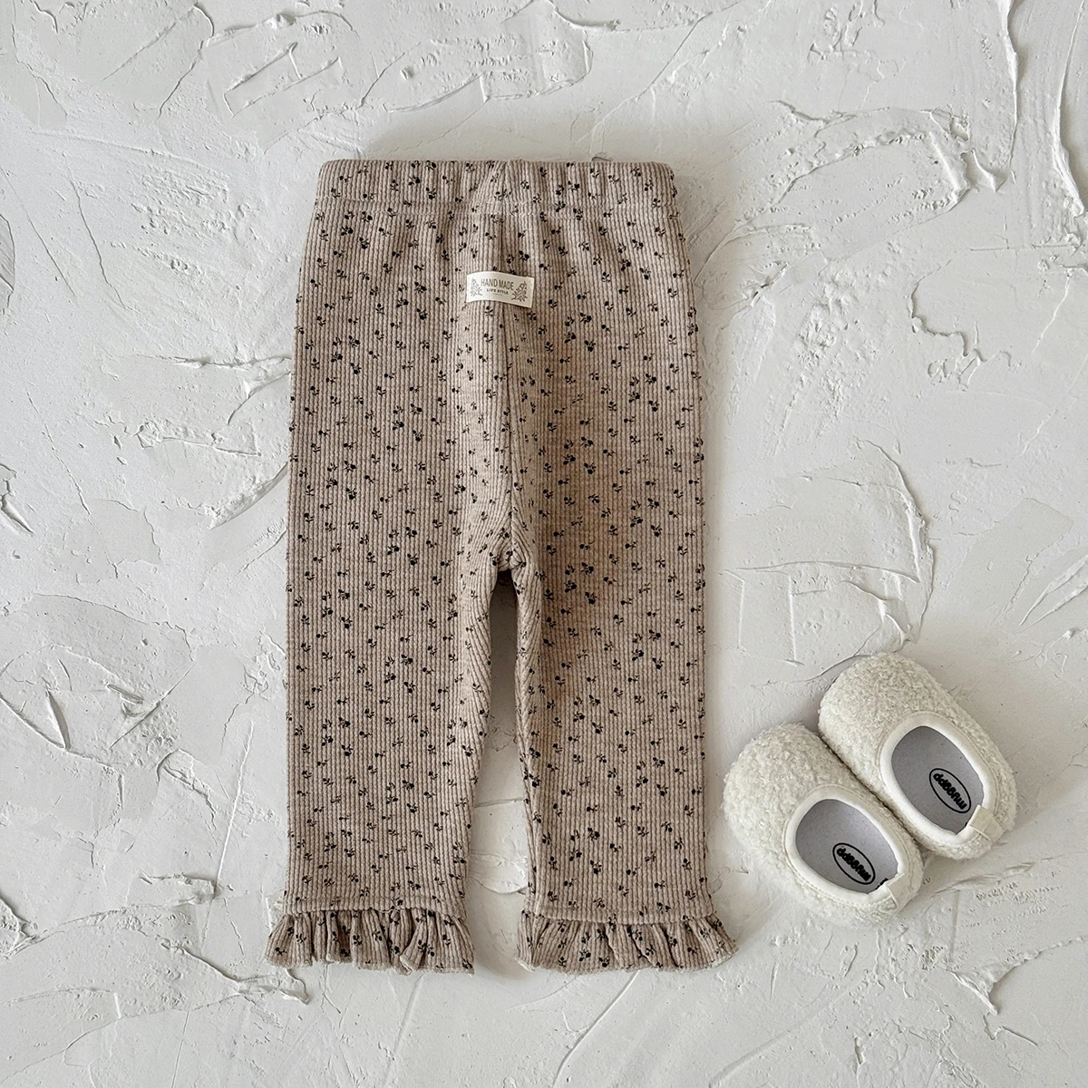 خريف وشتاء جديد الأطفال أفخم الفتيات سميكة الطفل الباردة منع الدافئة الدانتيل حافة صغيرة الأزهار طباعة السراويل #5