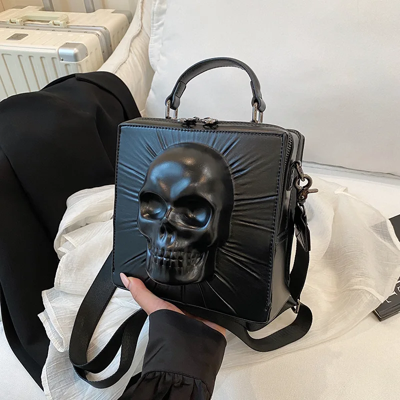 3D Skull Shape Box Handbag For Men And Women European And American