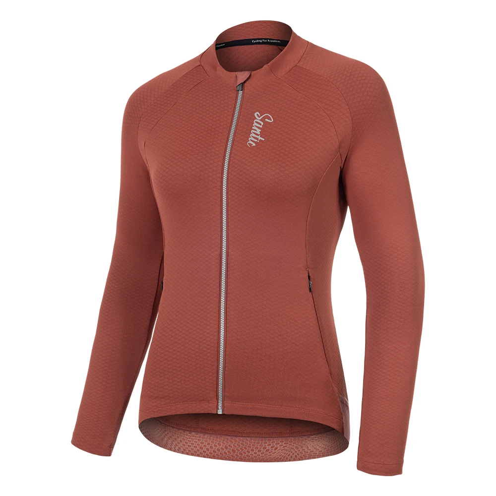 Santic Women Cycling Jersey Light Warm Bike Jerseys Windproof Soft Bicycle Riding Jackets for 14-22℃ Road Cycling MTB KL26C01192