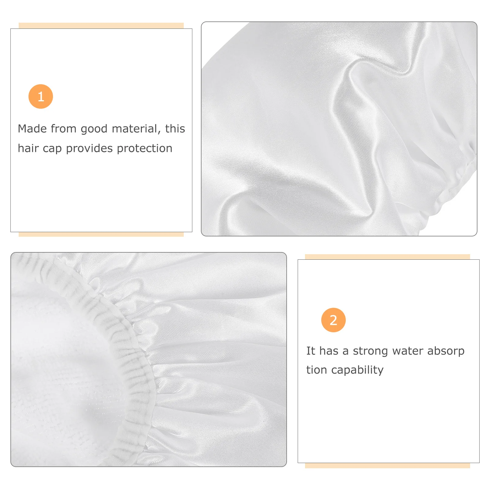 

Large Reusable Shower Cap for Women Waterproof Hair Cover Soft Lightweight Peva Satin Lined Bath Hat for Braids Shower