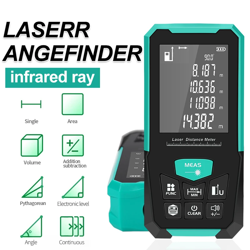 Snakol Profissional Medidor de Distância a Laser 150m 200m Fita Laser Medida Rangefinder Trena Roleta Régua Range Finder Carregamento Usb