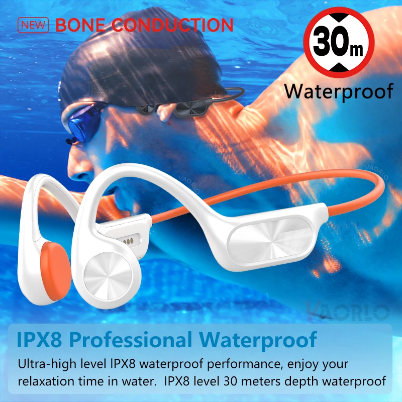 New X7 True Bone Conduction Headset Bluetooth 5.4 IPX8 Depth Waterproof Built-in Mic MP3 32GB Memory Player For Swimming Diving