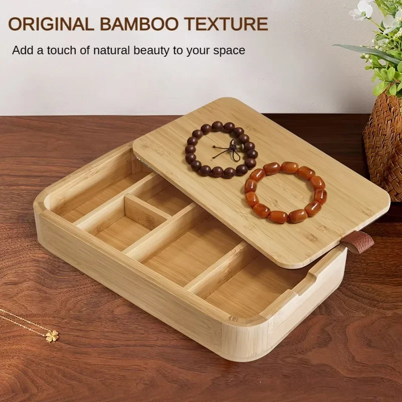 Children's photographic accessories,Bamboo Jewelry Box with Mirror,Jewelry Collections Holder with Detachable Lid for Necklace