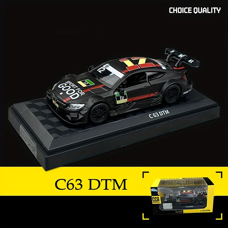 CCA 1:43 C63 DTM #12 Racing Alloy Car Model Black Throwback 2 Door Collectible