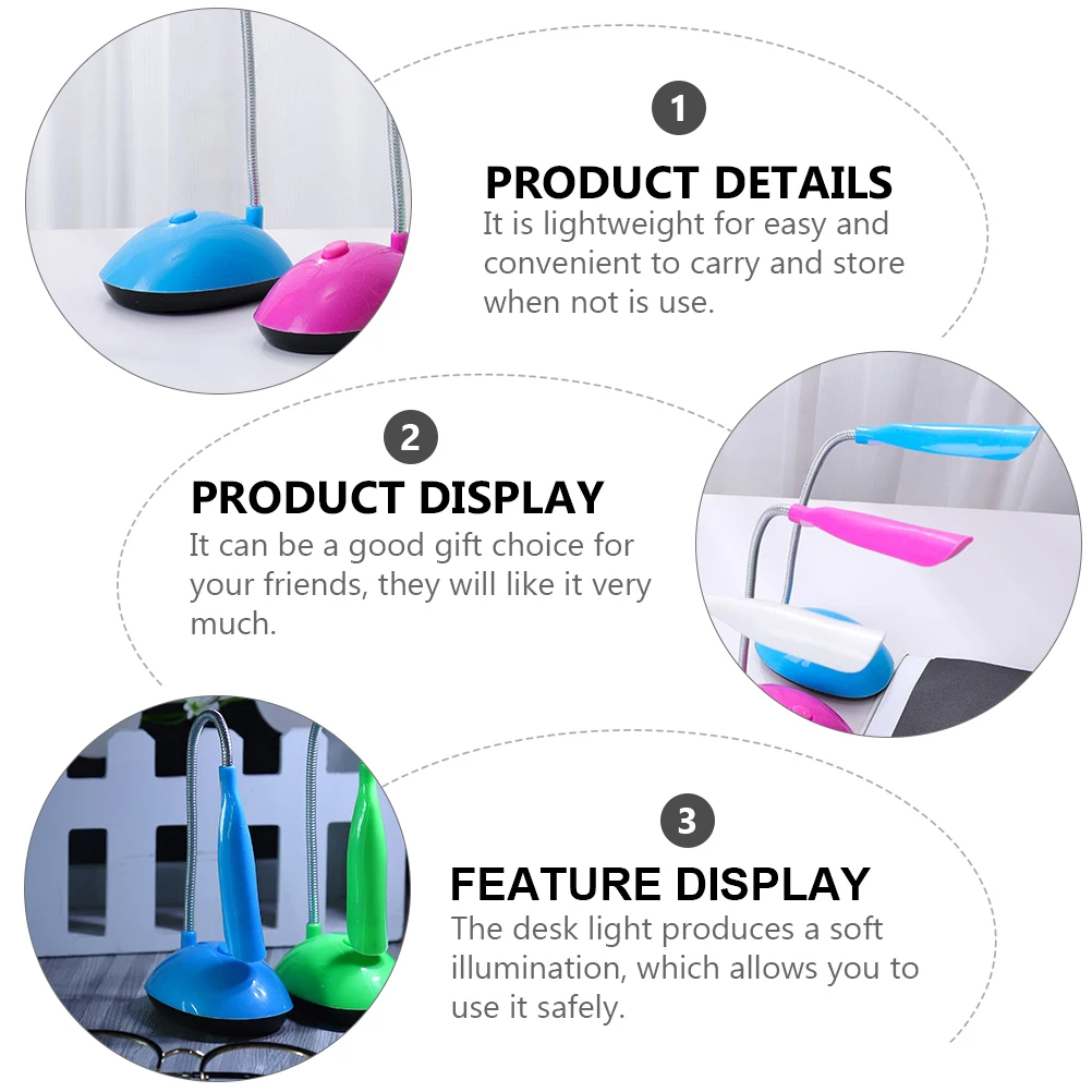 Lámpara de escritorio plegable para leer, USB, plástico rosa, alimentada por niños, ligera, segura, práctica, regalo