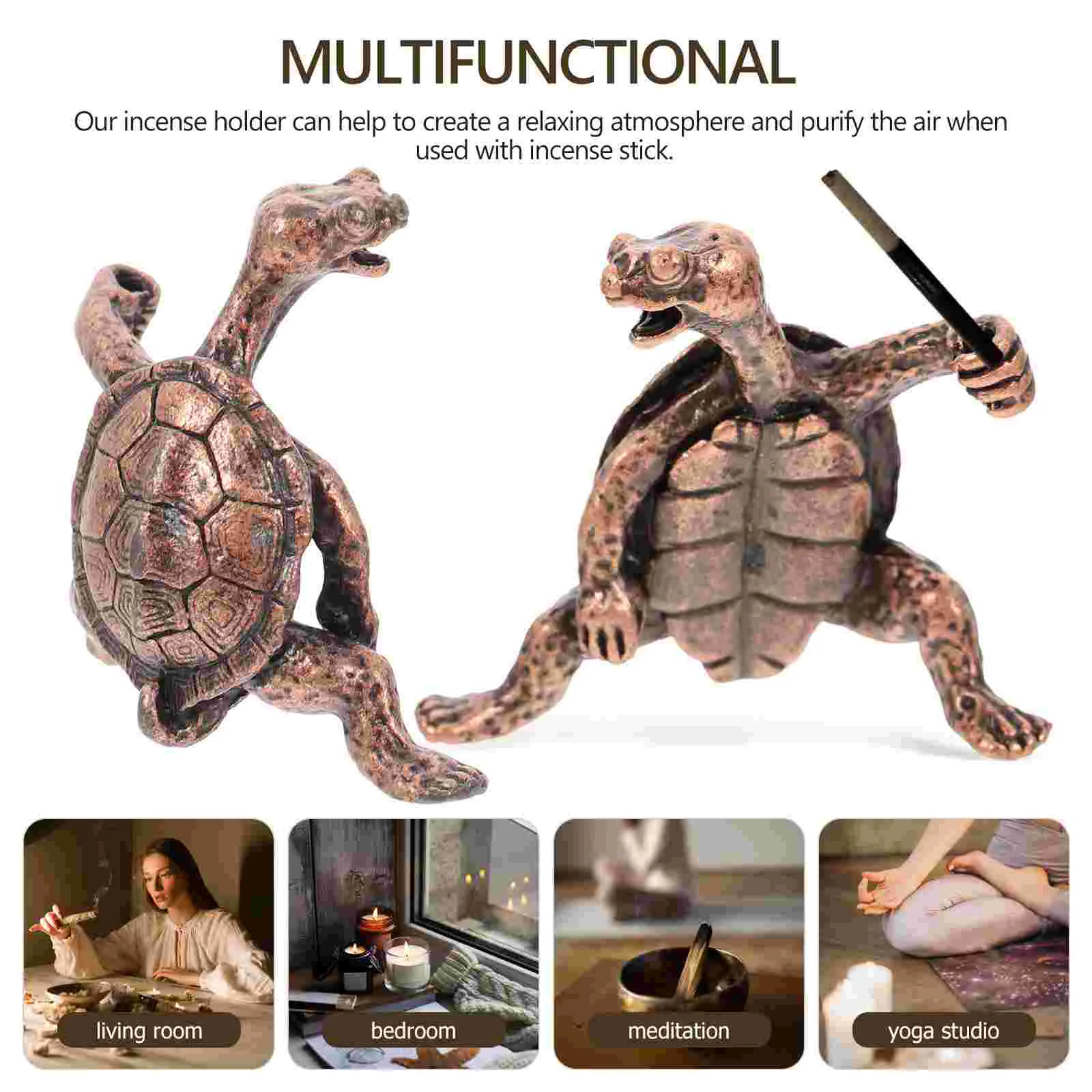 2 Pcs Incense Burner Rack for Sticks Animal Holder Turtle Statue Room Decors Holders Seat