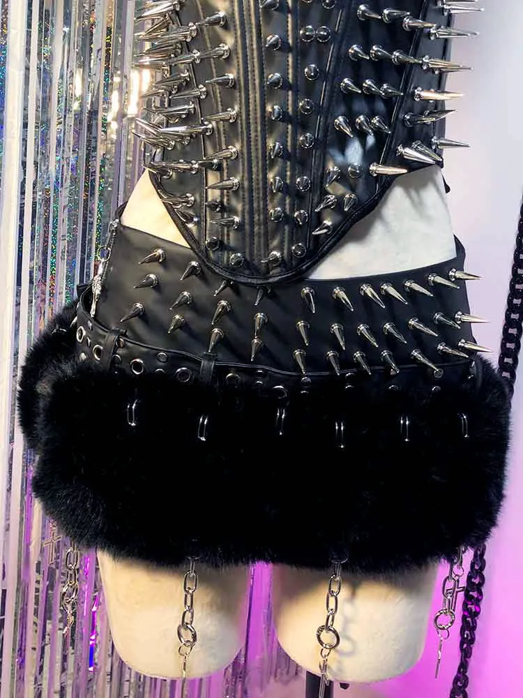 

Готическая ручная работа Y2K Веганская кожа Эмо DIY Панк-рок Подростки 90-х Гранж Kawaii E-Girls Harajuku Eco Club Wear Готические юбки