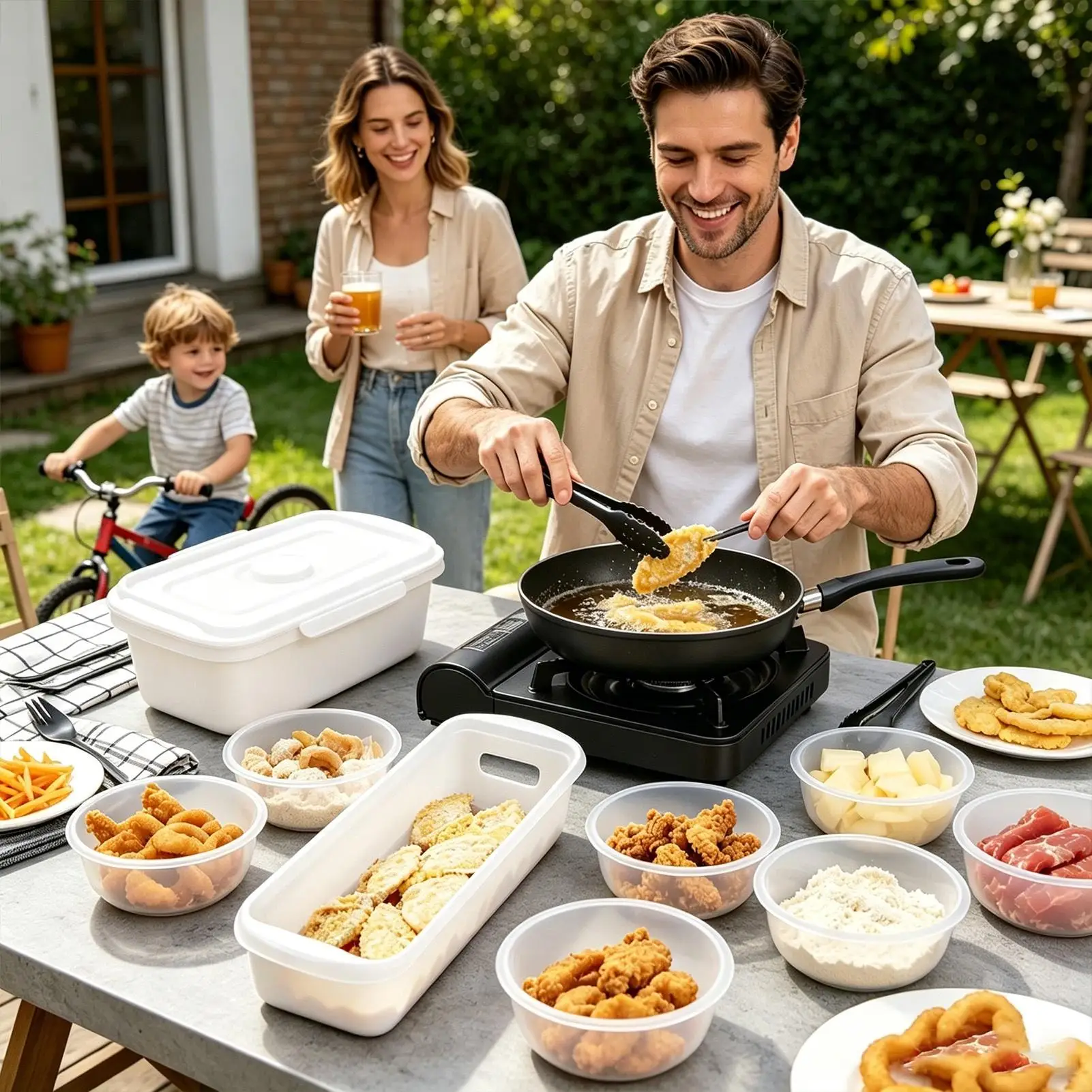 

Batter Bowl 2 Piece Multifunctional Cooking Tools With Tray Breading Shaker Container For Chicken Wings Onion Rings Vegetables