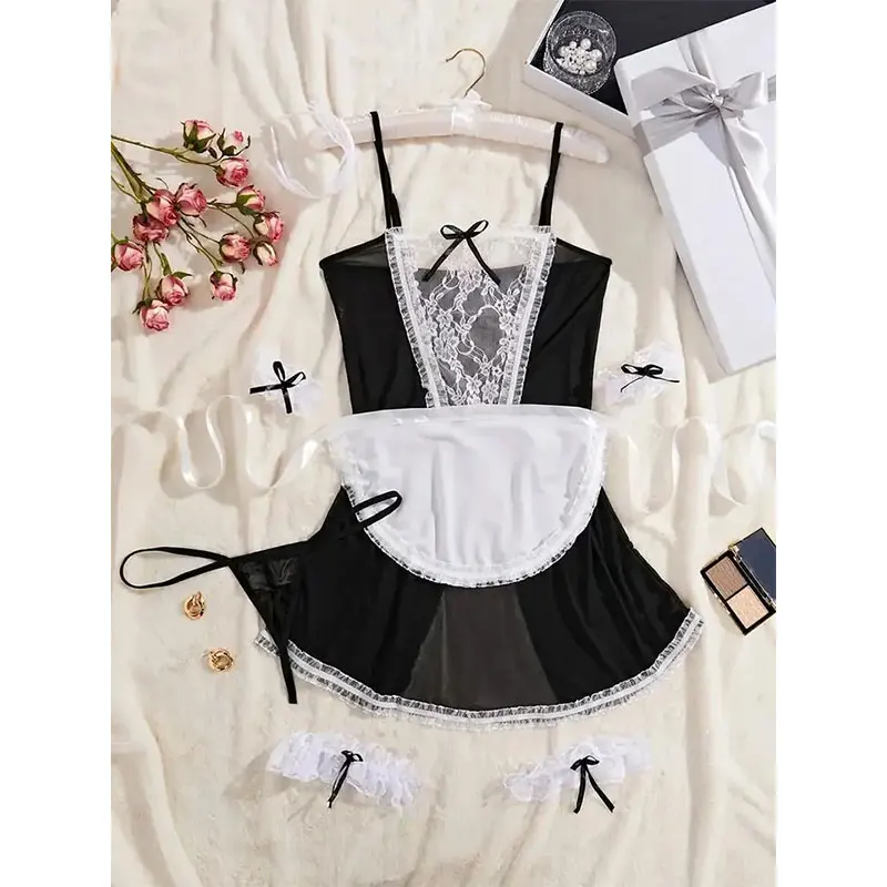Hot Erotic Lolita Lace Underwear Set Cosplay Lingerie Maid Uniform Sexy Costume Porno Babydoll Dress Role Play image 3