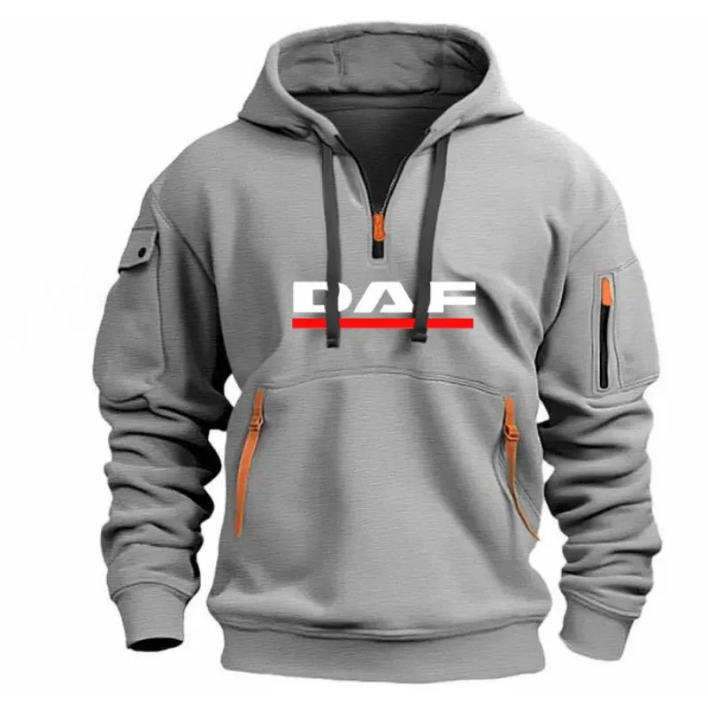 Autumn and winter men's fashionable casual printed loose sports pullover, warm hooded large-sized fitness sweatshirt