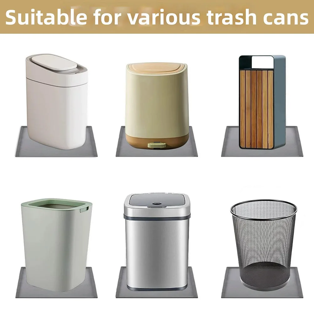 Silicone trash can mat made for repeated use resisting deformation and retaining grip after cleaning with mild soap and water