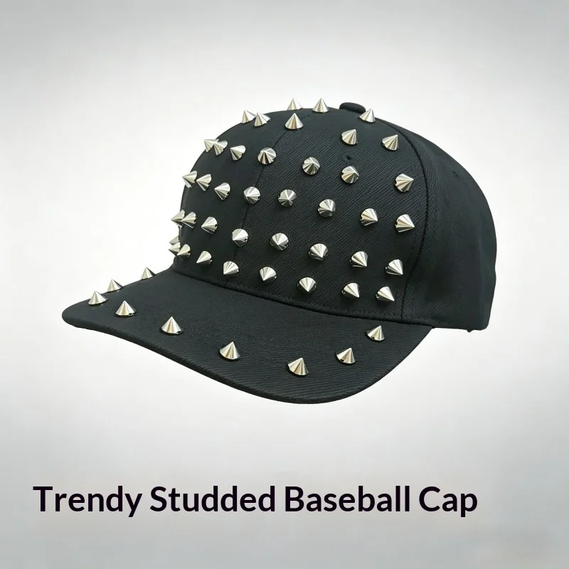 Streetstyle-Baseballkappe mit Nieten für Damen und Herren, Sonnenschutzhut, geeignet für Outdoor-Sportarten im Frühling und Sommer, verstellbar – Detail 13