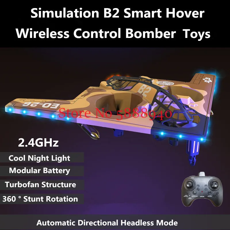 B2 Styling WIFI FPV Smart Hover Radio Control Airplane 2.4G Headless Mode Fixed Wing Turbofan Structure Cool Lighting RC Planes